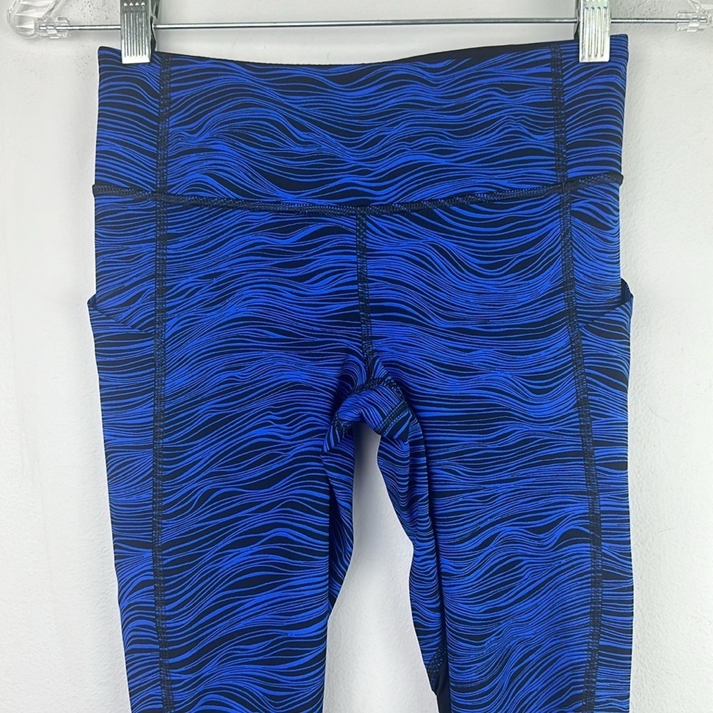 Lululemon Pace Rival Crop 22” Leggings Size 2 Life Lines Cerulean Blue Black - Picture 3 of 16